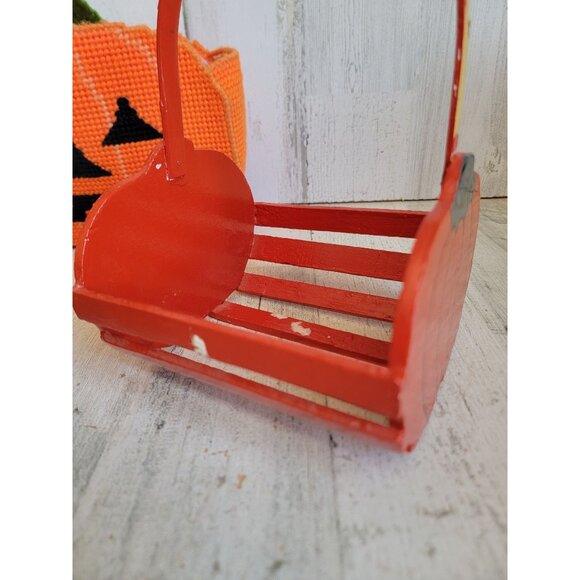 Vintage pumpkin basket set Halloween home decor Jack O'Lantern - Picture 7 of 16